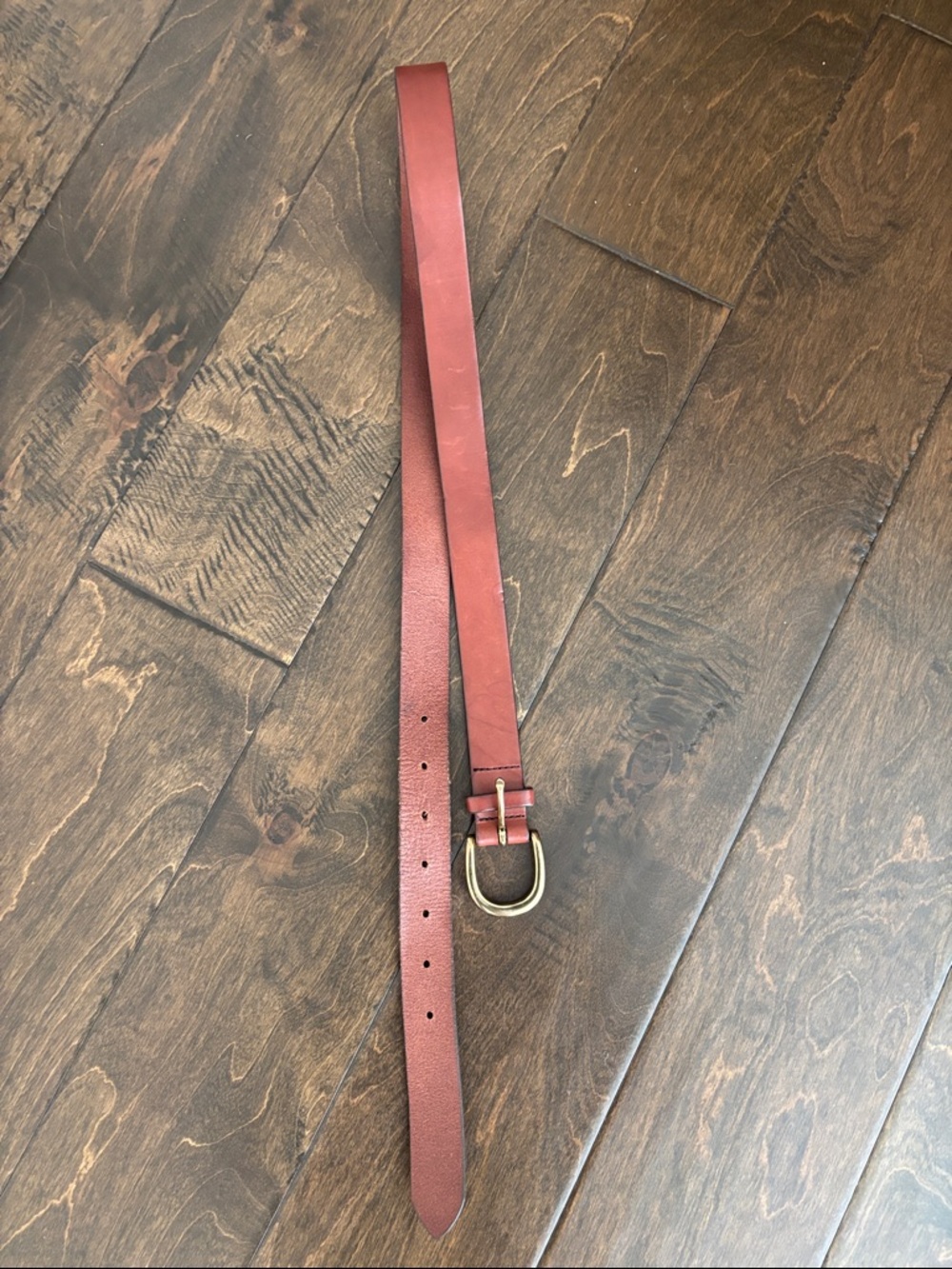 J. Crew Brown Leather Belt with Brass D-Ring